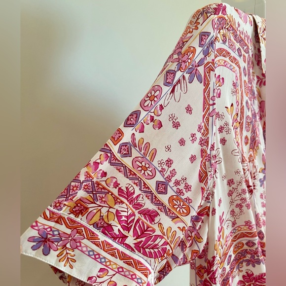 Poupette St. Barth- Bettina Pink Floral Tie Waist Romper Mini Dress - Picture 6 of 11